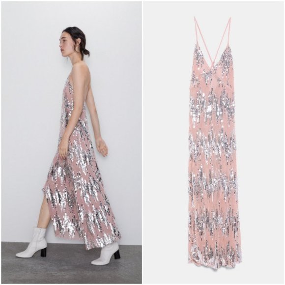ZARA STRAPPY DRESS WITH SEQUINS 2878/473 - Picture 5 of 7